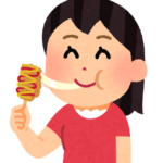 チーズドッグを食べている女の子のイラスト